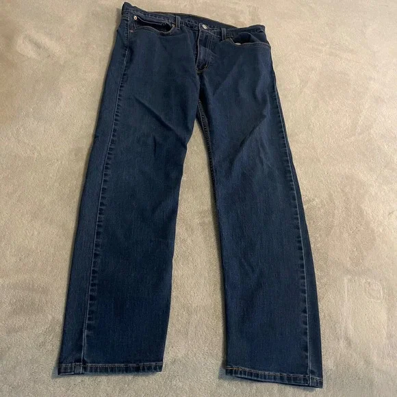 Levis 502 Regular Taper Mens Blue Jeans Size 36x32 Dark Wash Denim (35x30) - Picture 1 of 13